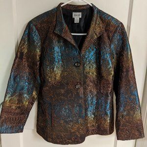 Chico's Metallic Floral Embroidered Jacket